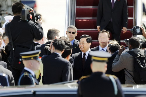 Hu arrives in Washington for nuclear security summit