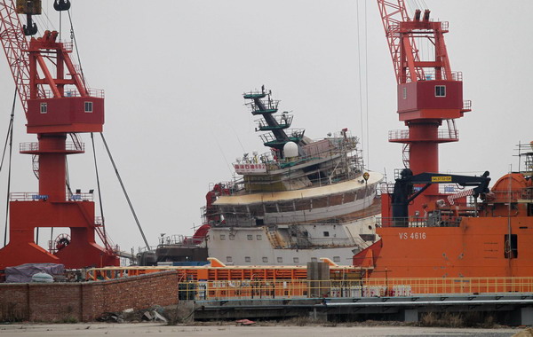 Ship worth over $100m sinks during construction
