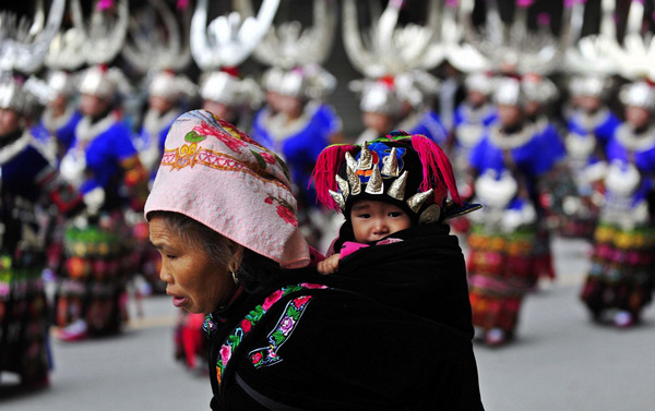 Miao people celebrate traditional festival 