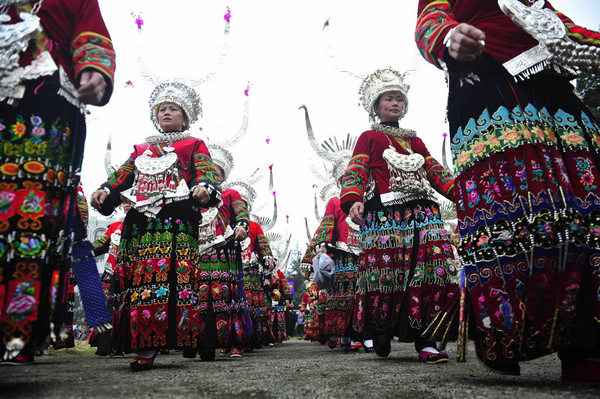 Miao people celebrate traditional festival 