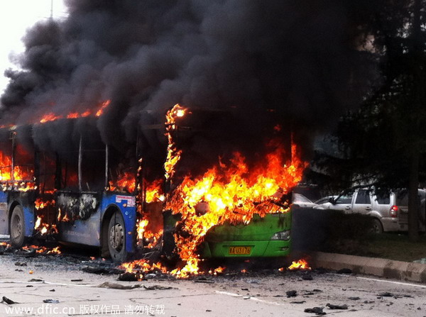 At least five killed in SW China bus fire