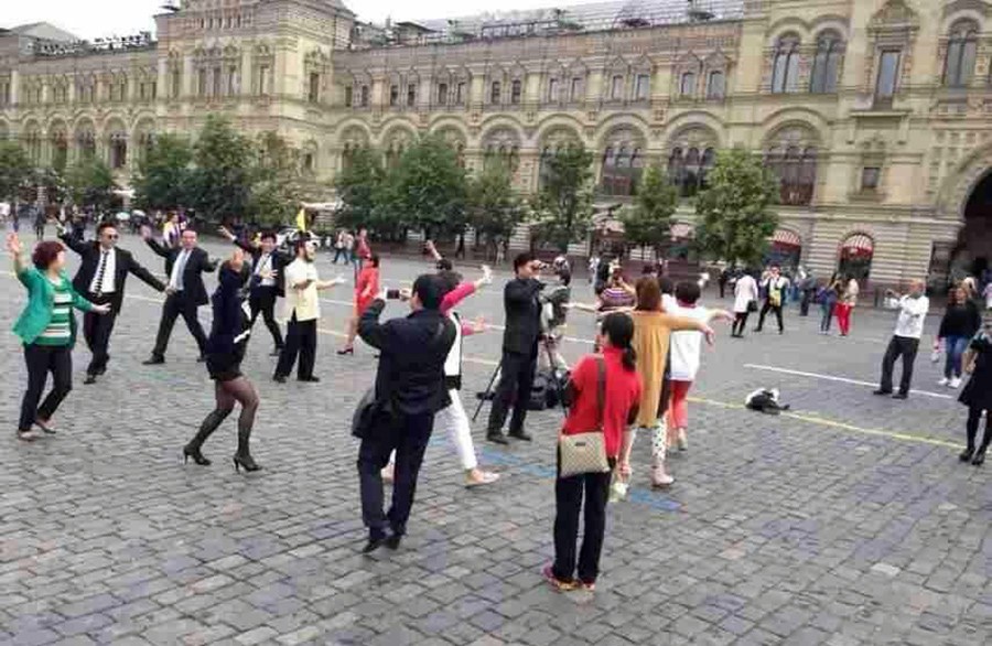 Grannies turn streets into strange dance floors