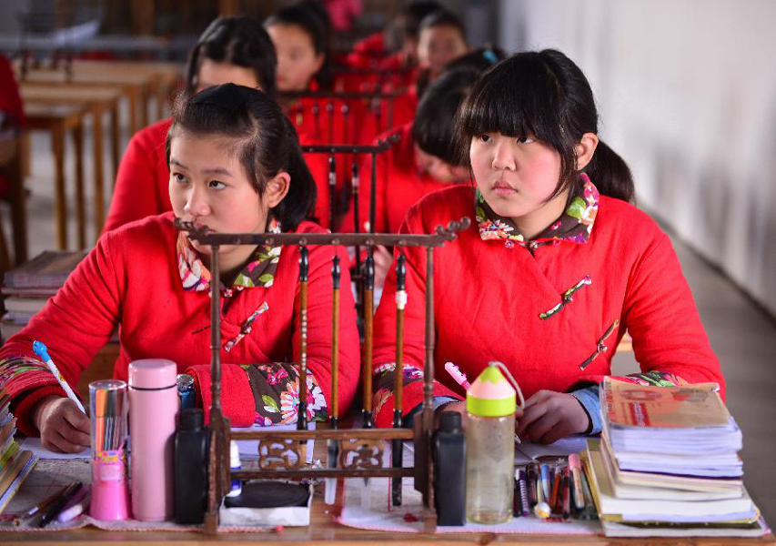 Students attend class at Yuzhang Academy in China's Nanchang