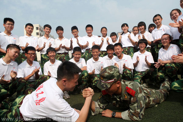 First-year students undergo military training in SW China