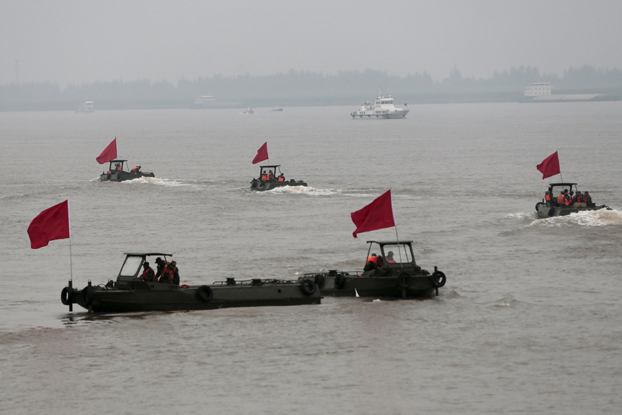 Capsized ship fully turned over