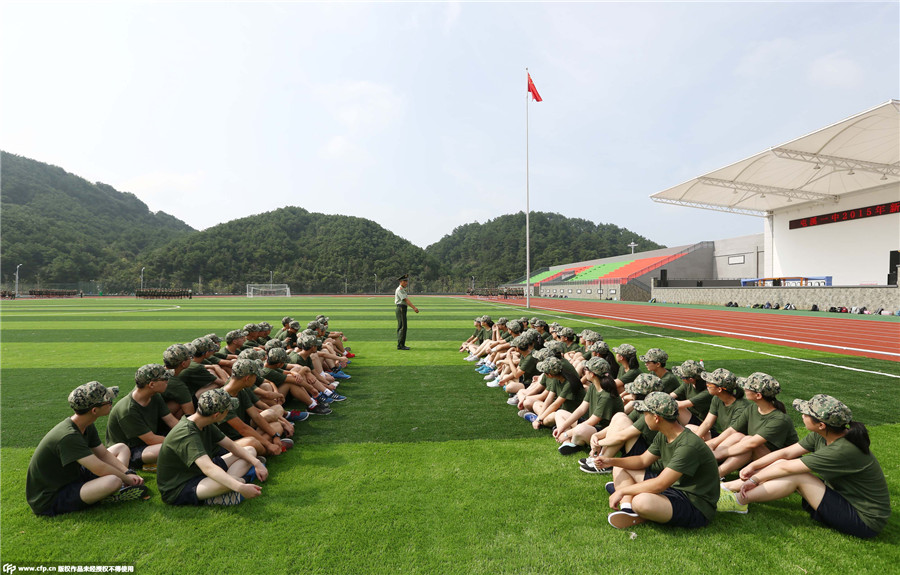 Middle school freshmen start military training