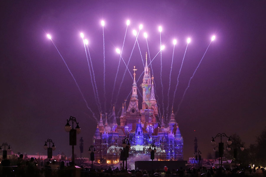 Fireworks light up Shanghai Disneyland