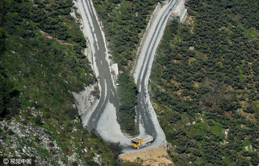 Road with 24 bends zigzags in Southwest China