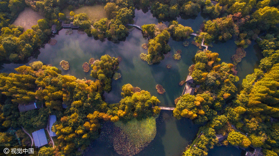 West Lake in riot of colors after winter rain