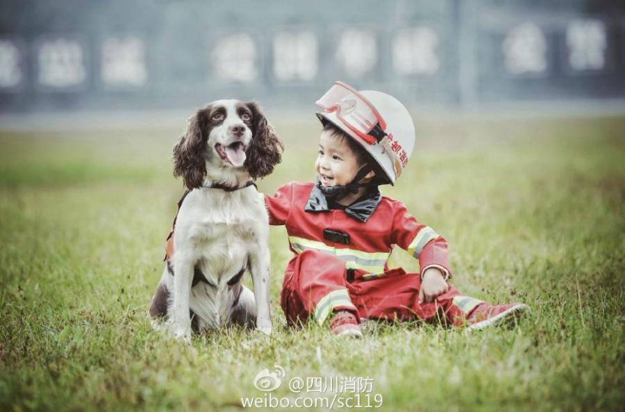 Fireman father and son pose for special family photos