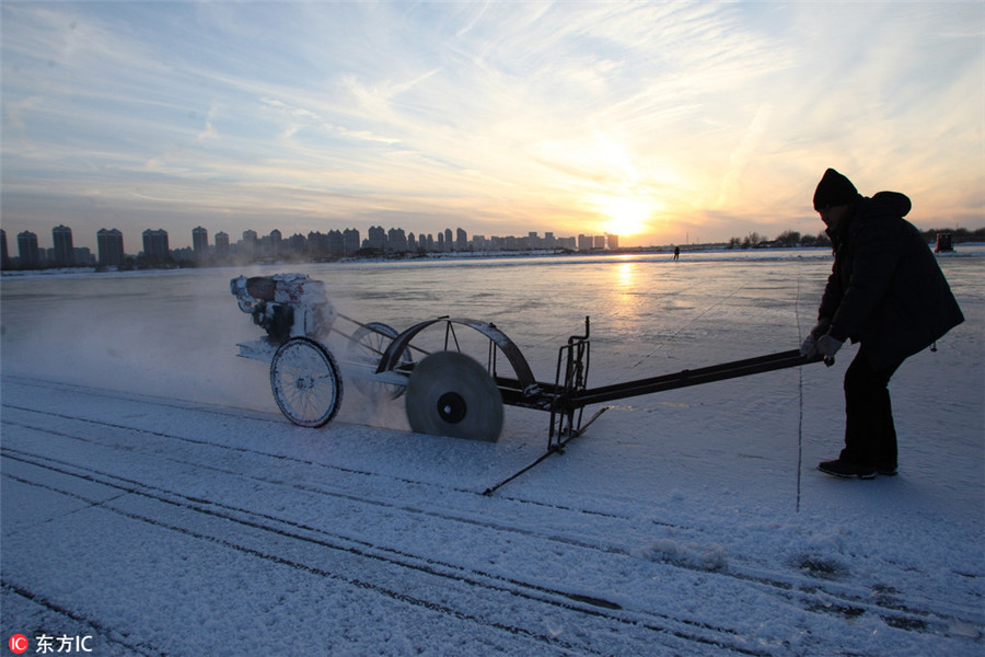 Harbin's ice movers: Tough job in chilly environment