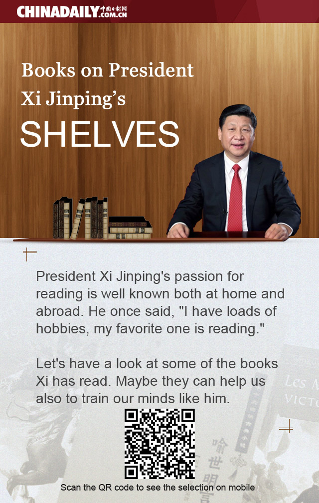 Books on President Xi Jinping's shelves