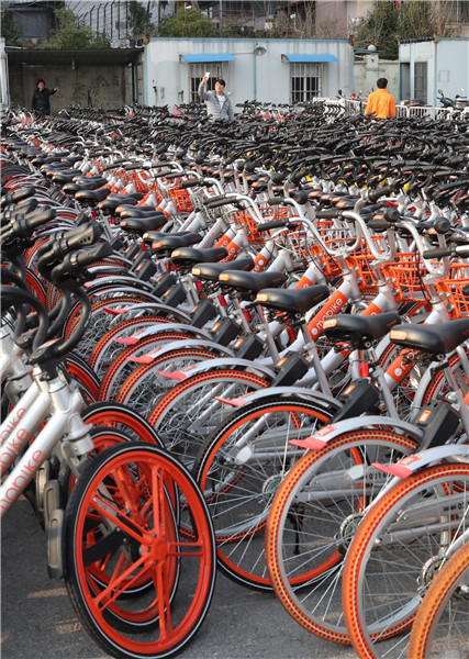 Illegally parked rental bikes seized