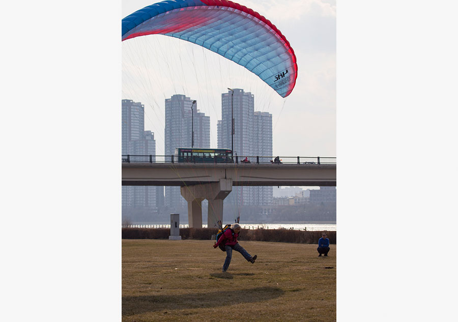 Floating high in the sky: 69-year-old paraglider