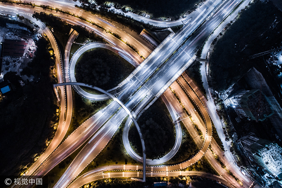 Chongqing overpasses an impressive sight from the air