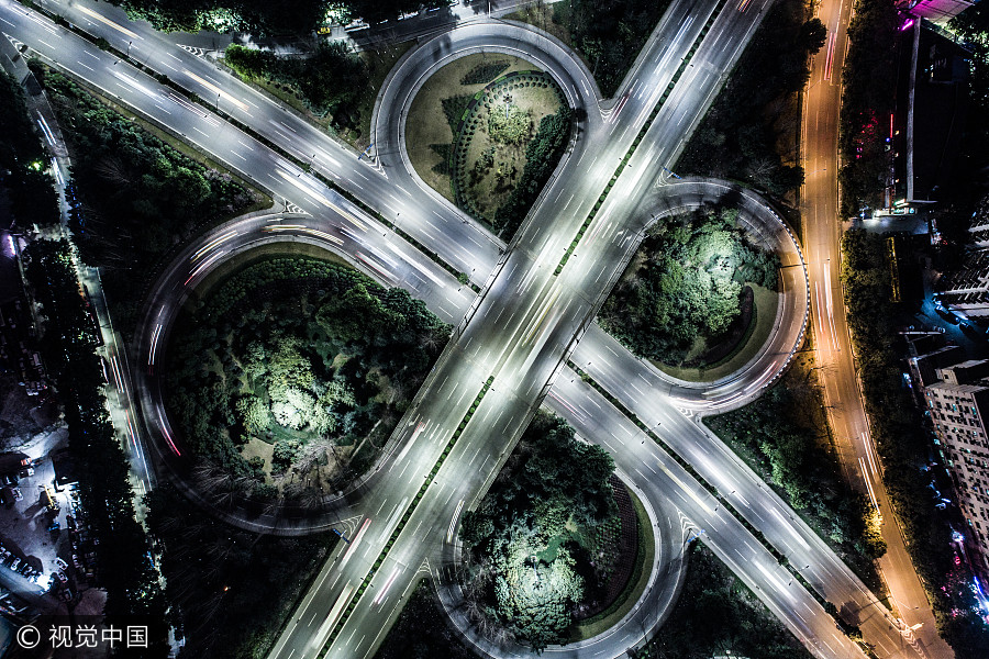 Chongqing overpasses an impressive sight from the air