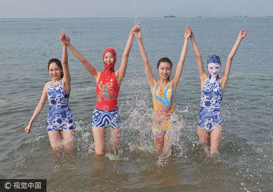 'Facekini' beauties attract plenty of attention at the beach