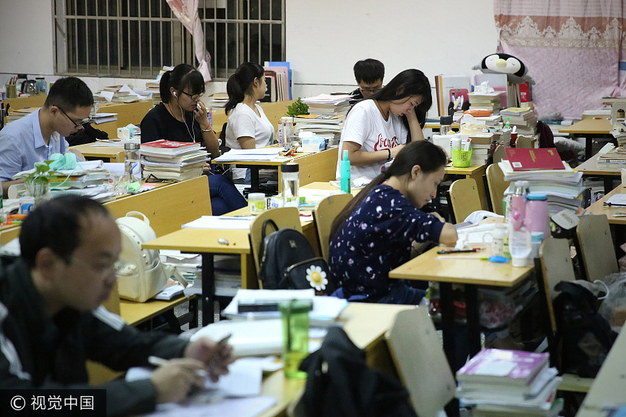 College students gear up for exam