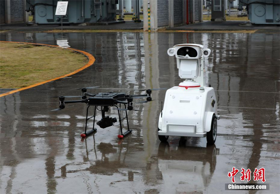 Robot, drone patrol high-voltage substation in Chongqing