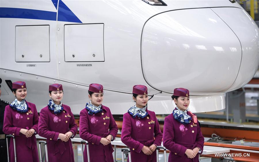 Crew members of high-speed trains linking Xi'an, Chengdu