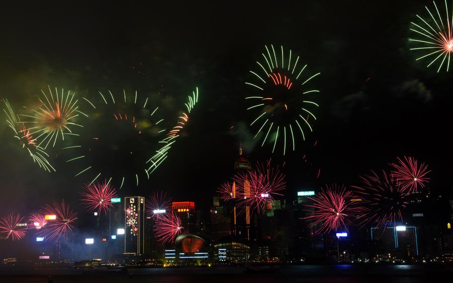 Fireworks show held to mark HK's 20th return anniversary