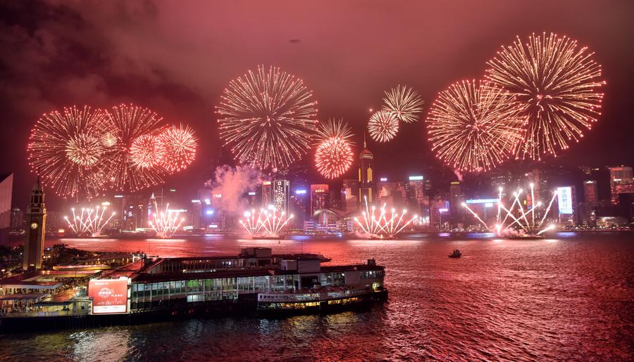 Fireworks show held to mark HK's 20th return anniversary