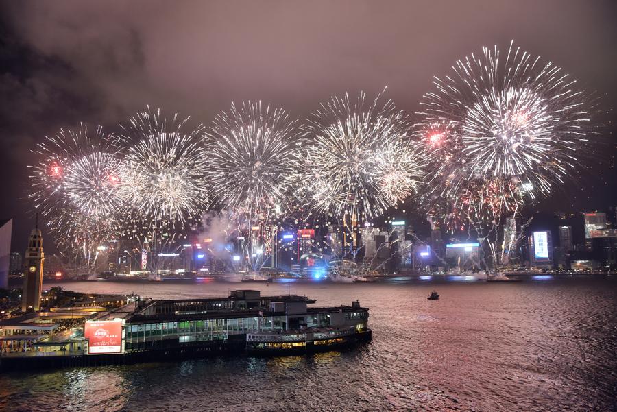 Fireworks show held to mark HK's 20th return anniversary