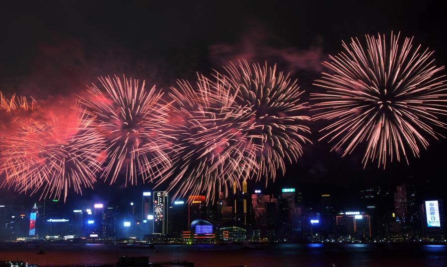 Fireworks show held to mark HK's 20th return anniversary