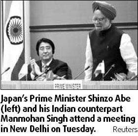 Abe urges 'partnership' without China