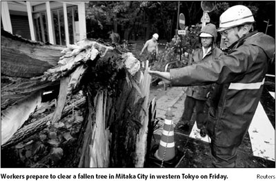 Typhoon batters Tokyo, moves on
