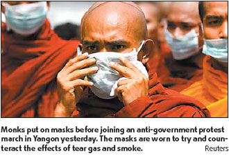 Three killed in Yangon demonstrations