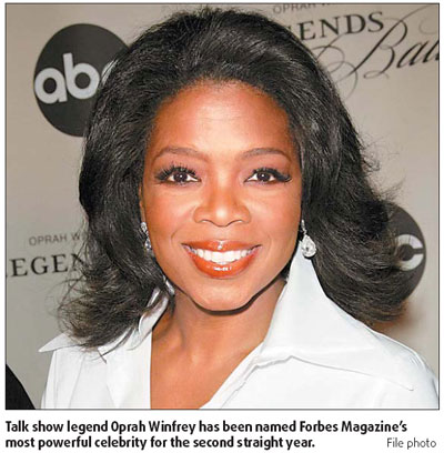 Oprah Forbes most powerful celeb again