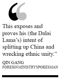 Stop separatist activities, Beijing tells Dalai Lama