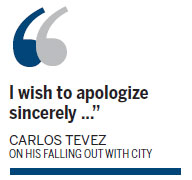 Tevez says sorry for standoff