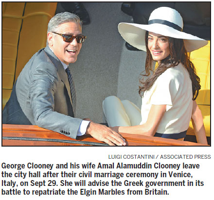 New Mrs Clooney to advise Greece on Marbles claim