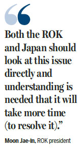 Moon calls for patience over past