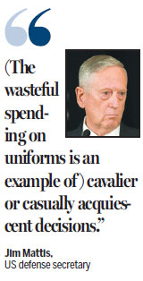 Mattis bristles at waste of $28m on uniforms