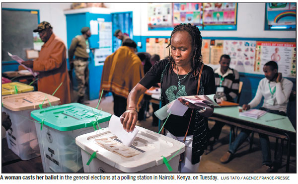Kenyans vote for president in tight poll