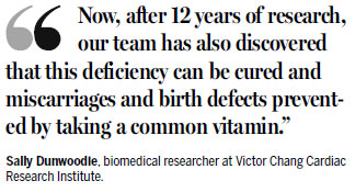 Australia vitamin 'breakthrough' to cut miscarriages, defects