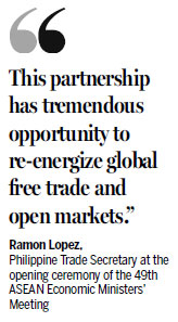 Manila calls for breakthrough to reach free trade agreement