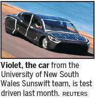 Sun is in driver's seat for car race