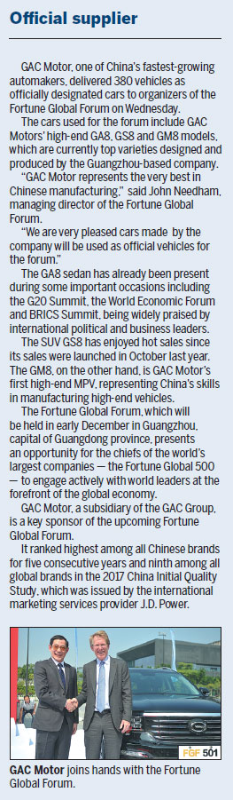 GAC Motor delivers 380 vehicles for the 2017 Fortune Global Forum
