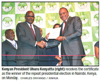 Kenya's Kenyatta wins repeat election