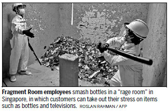 'Rage room' brings relief to stressed out Singaporeans
