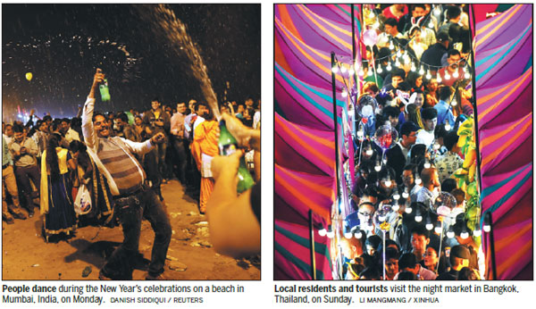 Revelers Welcome New Year