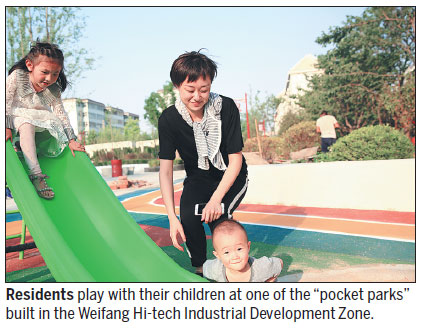 Pocket parks provide patches of greenery