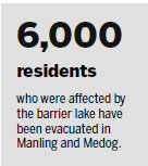 Residents moved as landslide plugs river