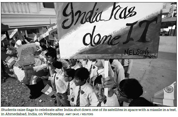 Indian test shoots down space satellite