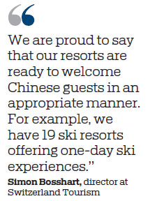 Nation's emphasis on winter sports has increased travel to Switzerland