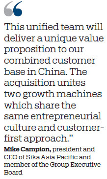 Sika seeks win-win cooperation in China market with acquisition